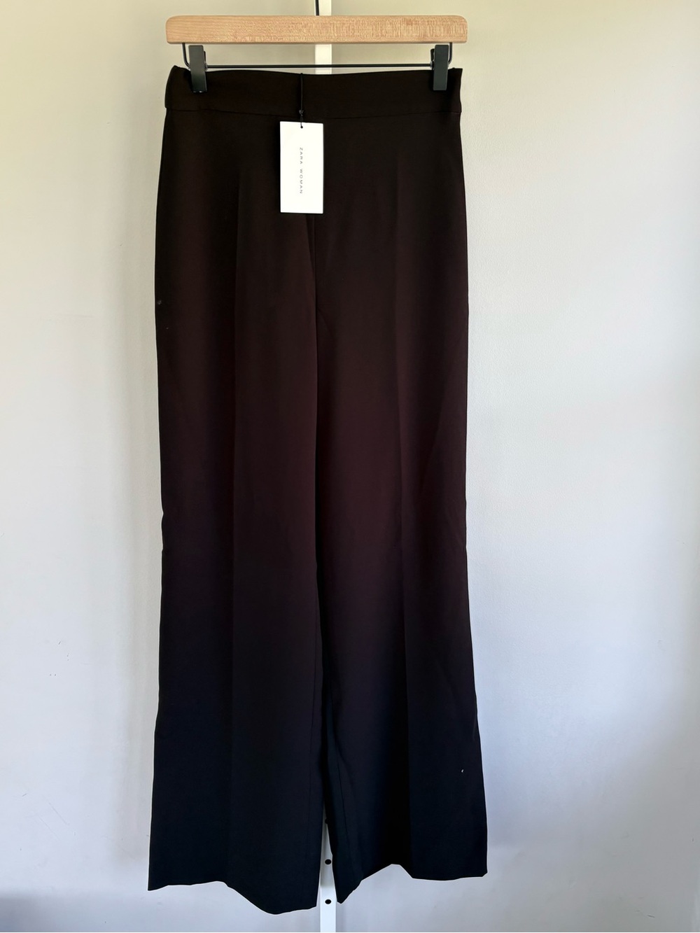 Zara Woman Wide Leg Trousers Black High Rise Size S NWT